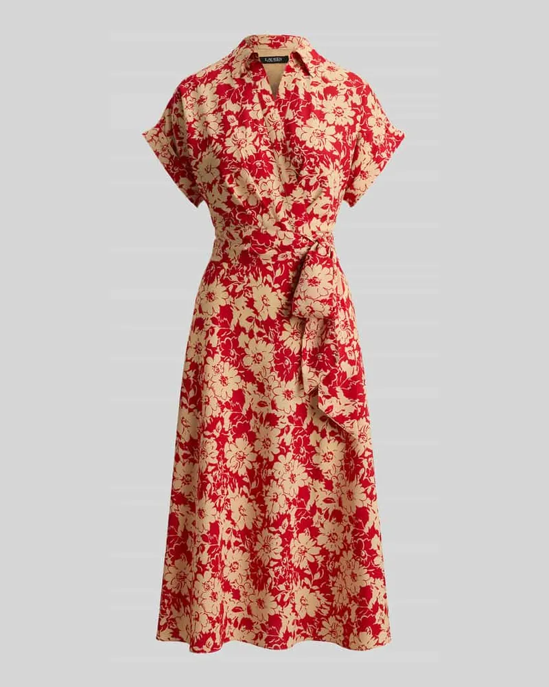 Ralph Lauren A-Linie Freizeitkleid mit abnehmbarem, materialgleichem Gürtel Rostrot