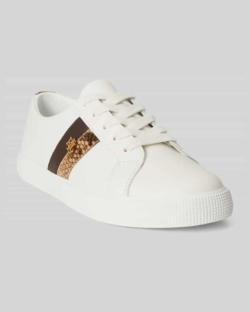 Ralph Lauren Sneaker aus echtem Leder mit Logo-Detail Weiss