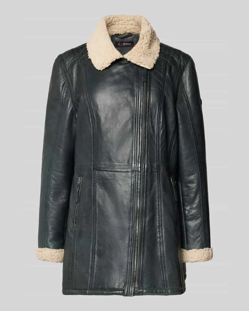 CABRINI Ledermantel mit Teddyfutter Black