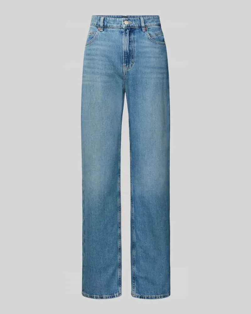 HUGO BOSS Regular Fit Straight Jeans aus reiner Baumwolle Modell 'ADA Blau