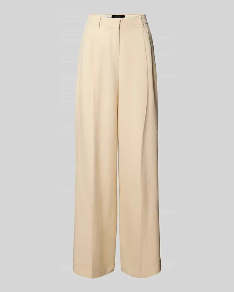 Max Mara Wide Leg Bundfaltenhose aus Viskose-Leinen-Mix Modell 'VELIERO Offwhite