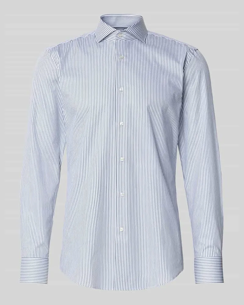 HUGO BOSS Slim Fit Businesshemd aus reiner Baumwolle Modell 'HANK Marine