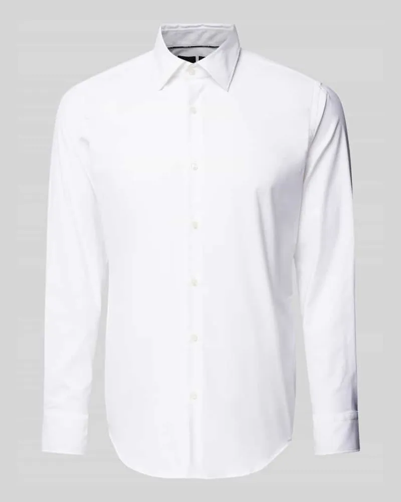 HUGO BOSS Regular Fit Businesshemd mit Stretch-Anteil Weiss