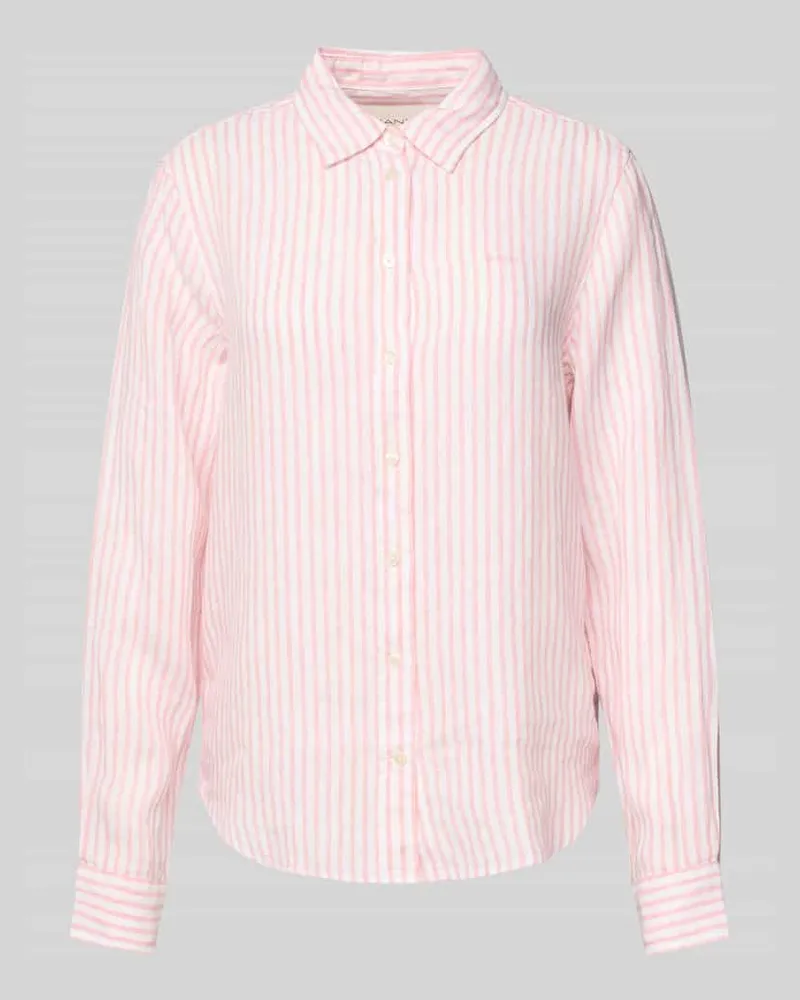 Gant Regular Fit Leinenhemdbluse mit Logo-Stitching Pink