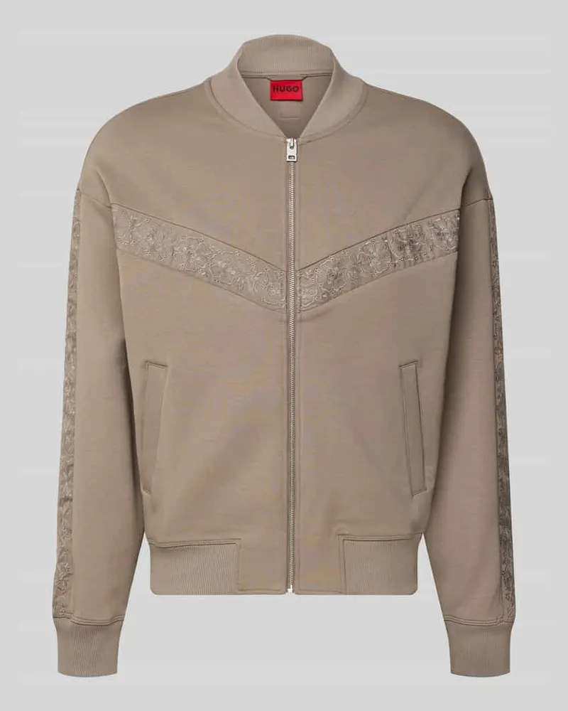 HUGO BOSS Oversized Sweatjacke aus Baumwoll-Mix Modell 'DROMZIP Hellbraun