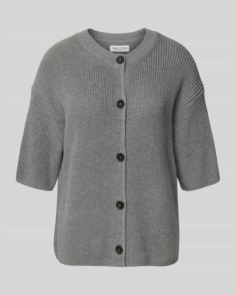 Marc O'Polo Loose Fit Strickjacke aus reiner Baumwolle Mittelgrau