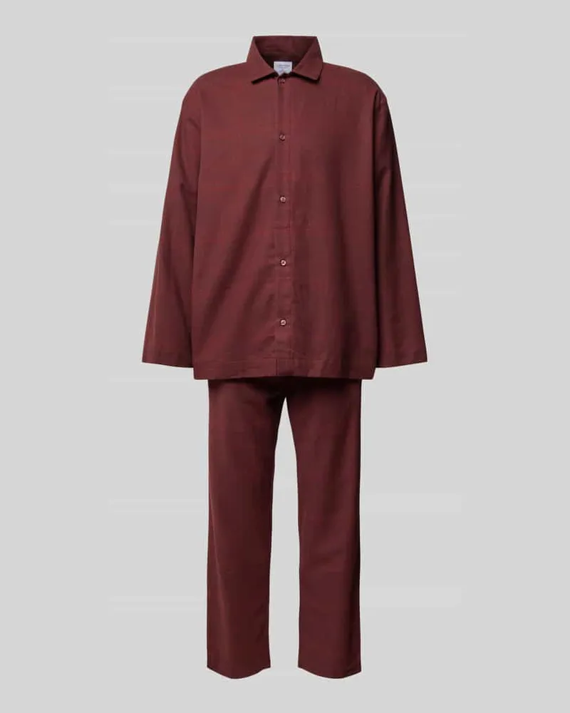 Calvin Klein Pyjama mit Knopfleiste Dunkelrot