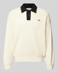 Lacoste Strickpullover mit Umlegekragen Offwhite