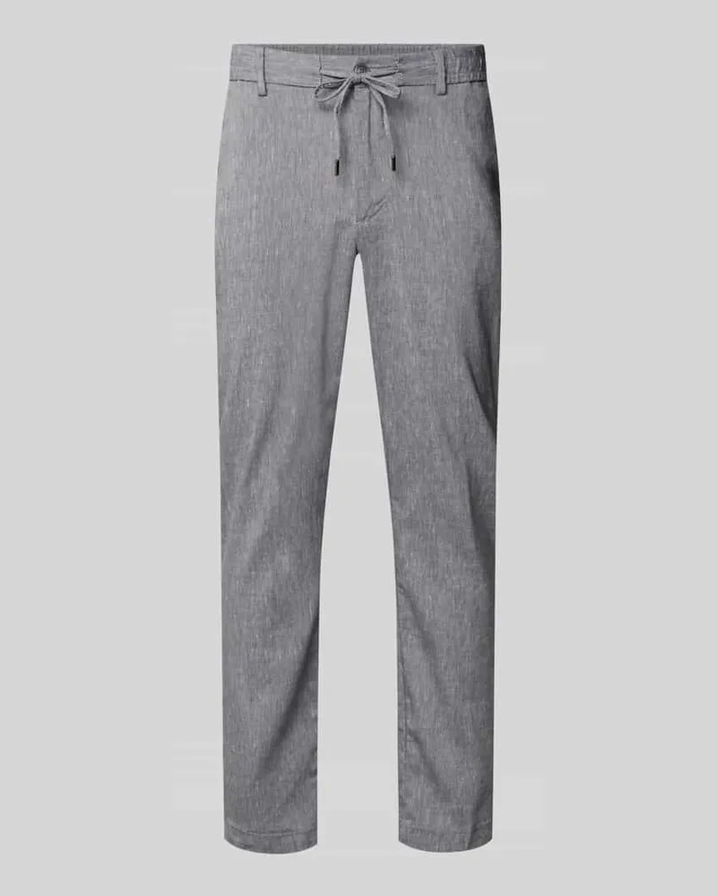 HUGO BOSS Modern Fit Straight Leg Hose aus Leinen-Mix Modell 'KANE1 Rauchblau