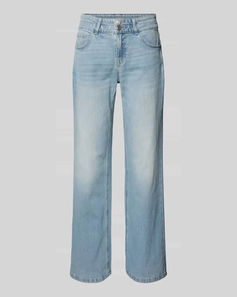 Mos Mosh Straight Fit Jeans im 5-Pocket-Design Modell 'Marlena Hellblau