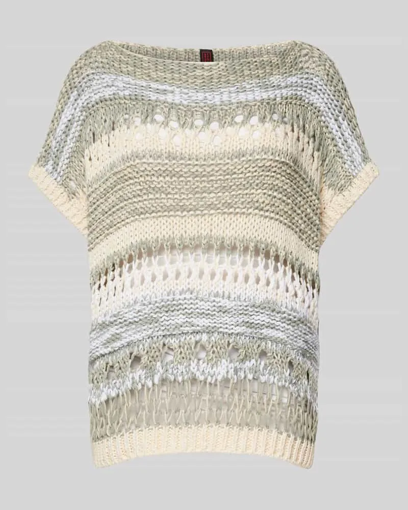 Stefanel Strickshirt mit U-Boot-Ausschnitt Offwhite