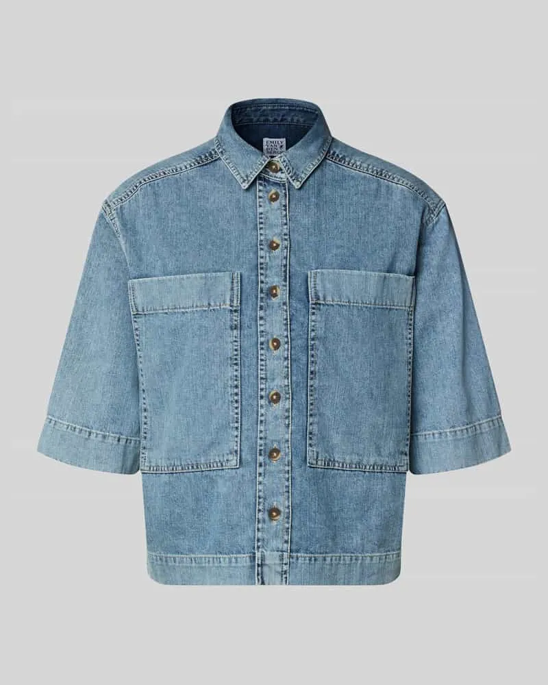 Emily van den Bergh Relaxed Fit Hemdbluse in Denim-Optik Hellblau
