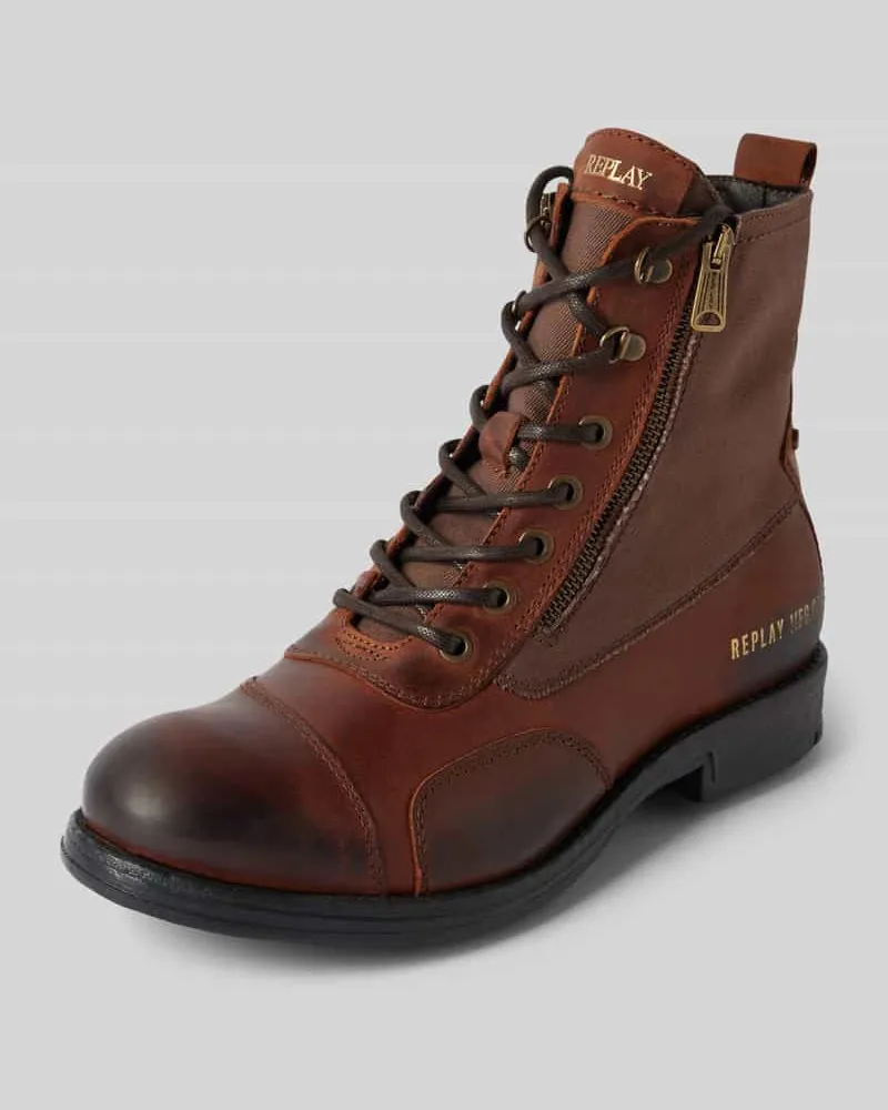 Replay Boots mit Reißverschluss Modell 'PACK BIKER Cognac