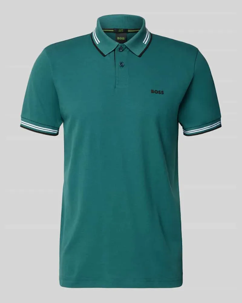 HUGO BOSS Slim Fit Poloshirt aus reiner Baumwolle Modell 'PAUL Dunkelgruen