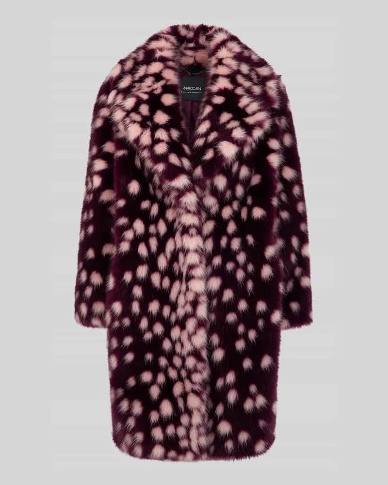Marc Cain Webpelzmantel mit voluminösem Kragen Bordeaux