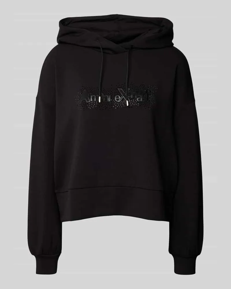 Armani Exchange Cropped Hoodie mit Kapuze Black