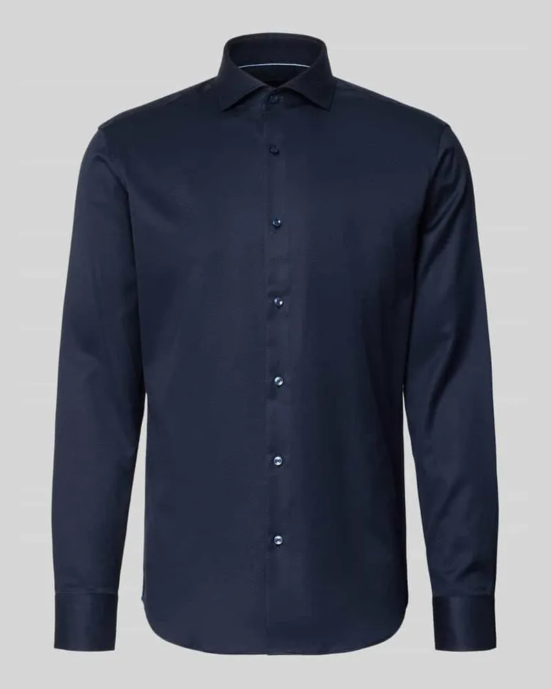 HUGO BOSS Regular Fit Businesshemd aus reiner Baumwolle Modell 'H-JOE-SP Dunkelblau