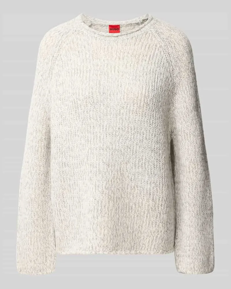 HUGO BOSS Regular Fit Pullover aus Woll-Alpaka-Mix Modell 'Selley Offwhite