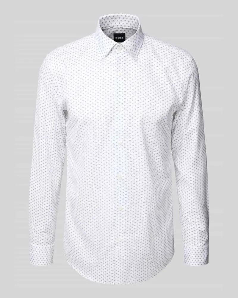 HUGO BOSS Slim Fit Hemd aus Baumwoll-Mix Weiss