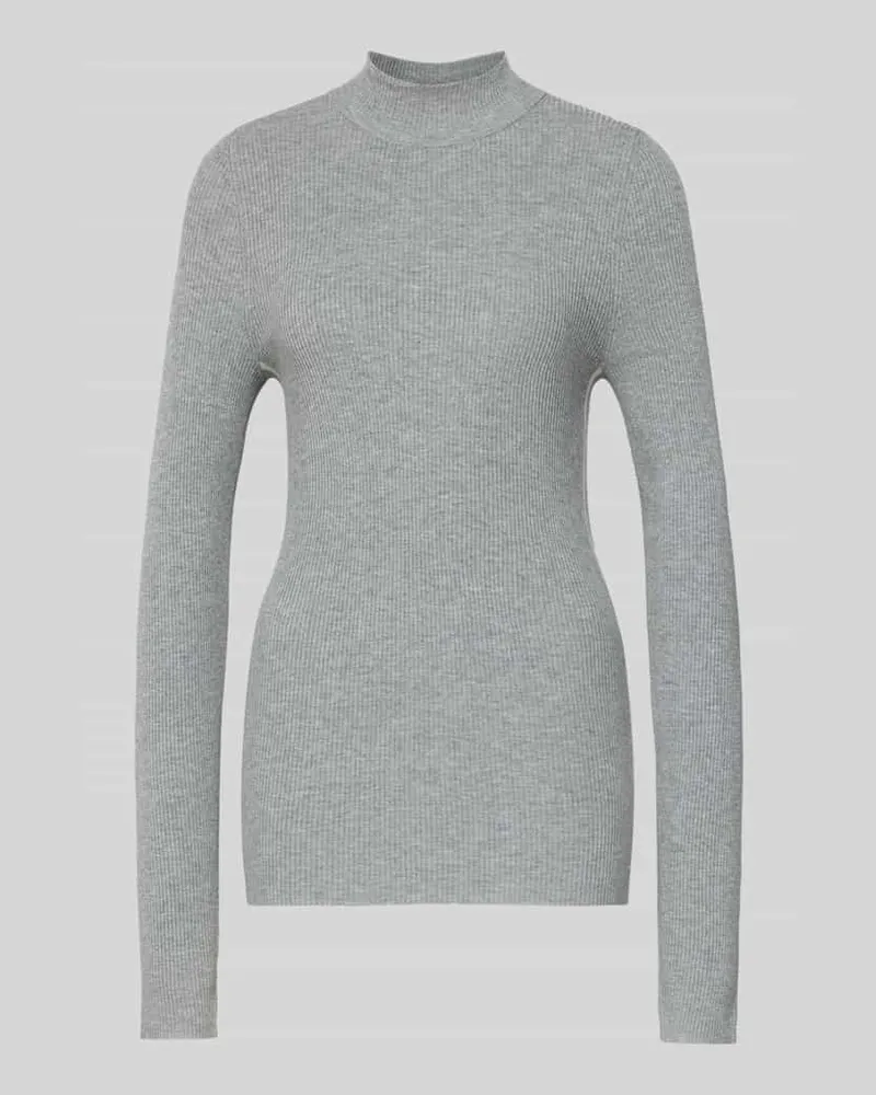 JOOP! Strickpullover aus Viskose-Mix mit Stehkragen Modell 'Koni Hellgrau