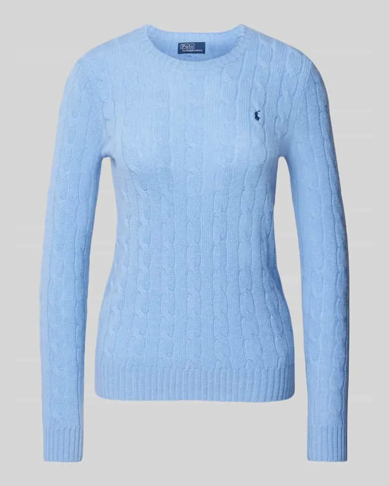 Ralph Lauren Wollpullover mit Zopfmuster Modell 'JULIANNA Hellblau