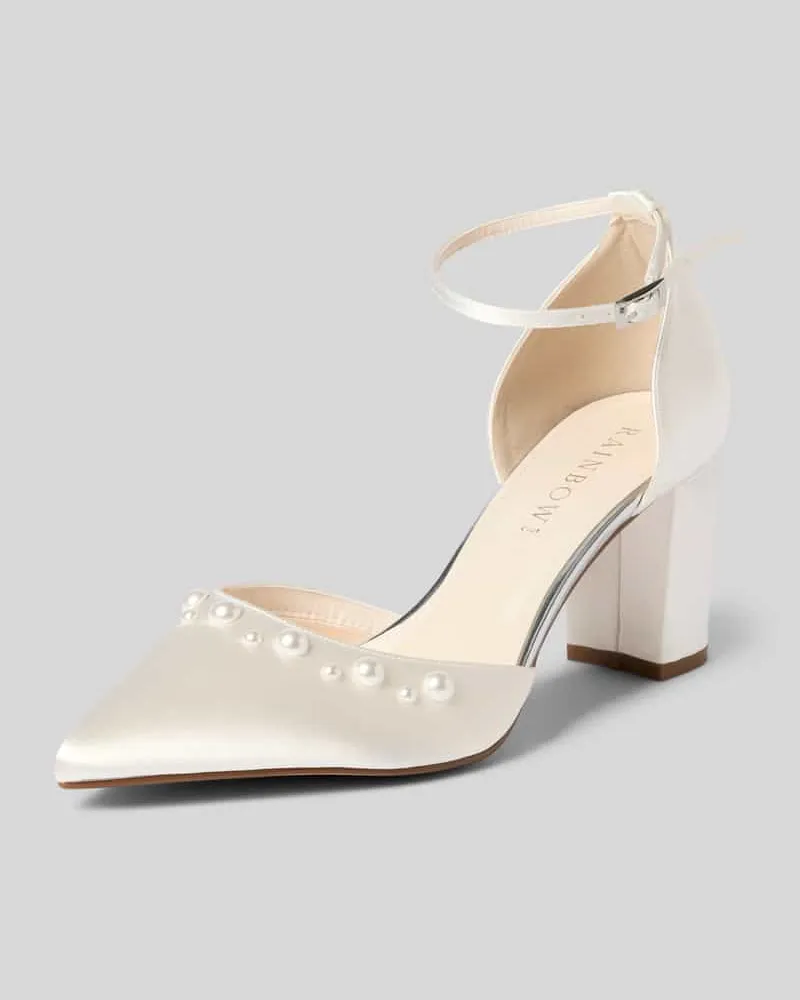 Rainbow Club Pumps mit Perlenbesatz und Blockabsatz Modell 'Maya Offwhite