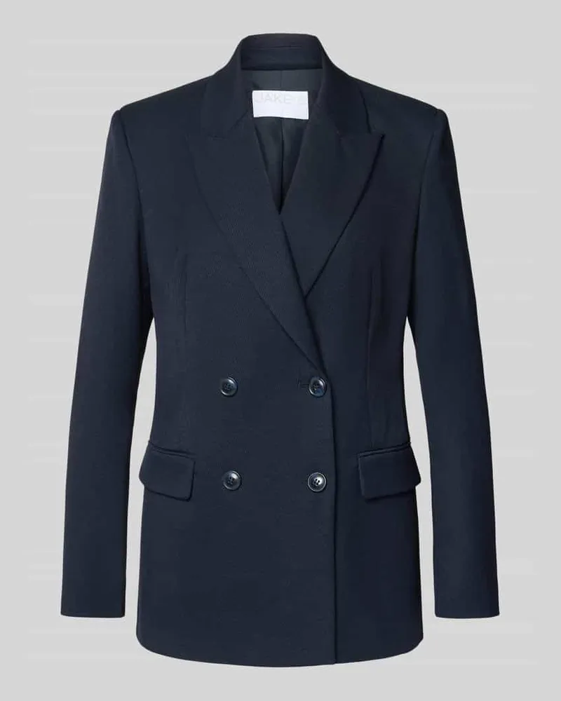 JAKE*S Regular Fit Blazer mit Viskose-Anteil und doppelter Knopfleiste Dunkelblau