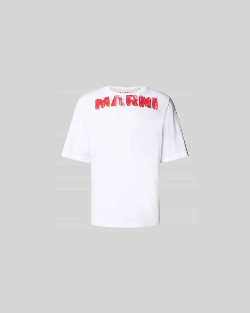 Marni Regular Fit T-Shirt mit Logo-Print Weiss