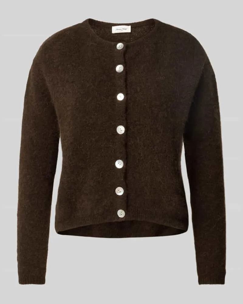 American Vintage Strickjacke aus Alpaka-Mix mit Rundhalsausschnitt Modell 'VITOW Schoko
