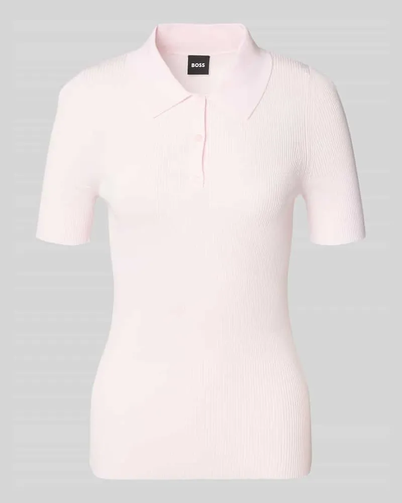 HUGO BOSS Slim Fit Poloshirt aus Rippstrick Rose