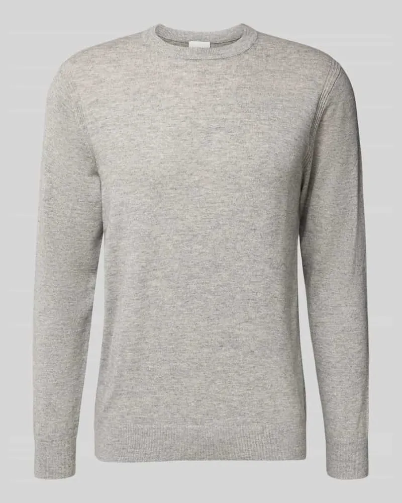 Profuomo Strickpullover aus Woll-Mix mit Rundhalsausschnitt Hellgrau