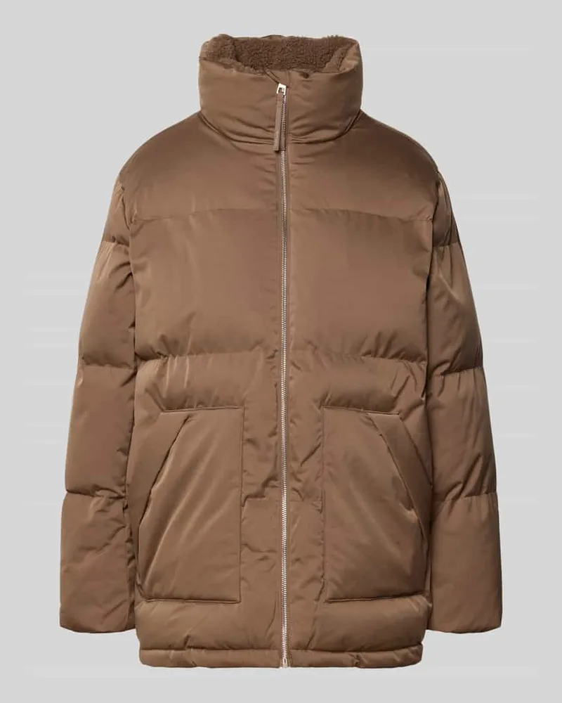 OPUS Steppjacke mit Stehkragen und Eingrifftaschen Modell 'Hileen Schoko