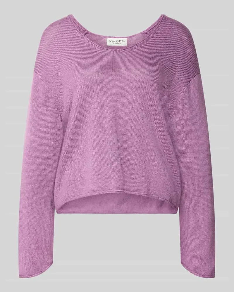 Marc O'Polo Regular Fit Strickpullover aus Baumwoll-Leinen-Mix Violett