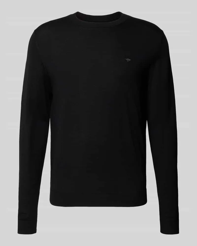 Fynch-Hatton Strickpullover aus Wolle mit Rundhalsausschnitt Black