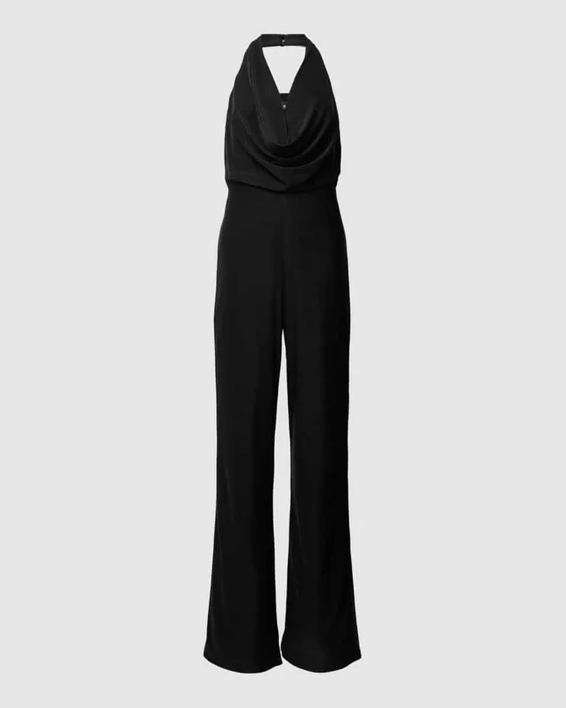 Unique Jumpsuit mit Wasserfall-Ausschnitt Black