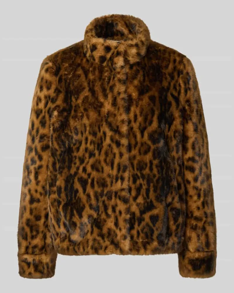 Guess Jacke aus Kunstfell mit Eingrifftaschen Modell 'LUNA Mittelbraun