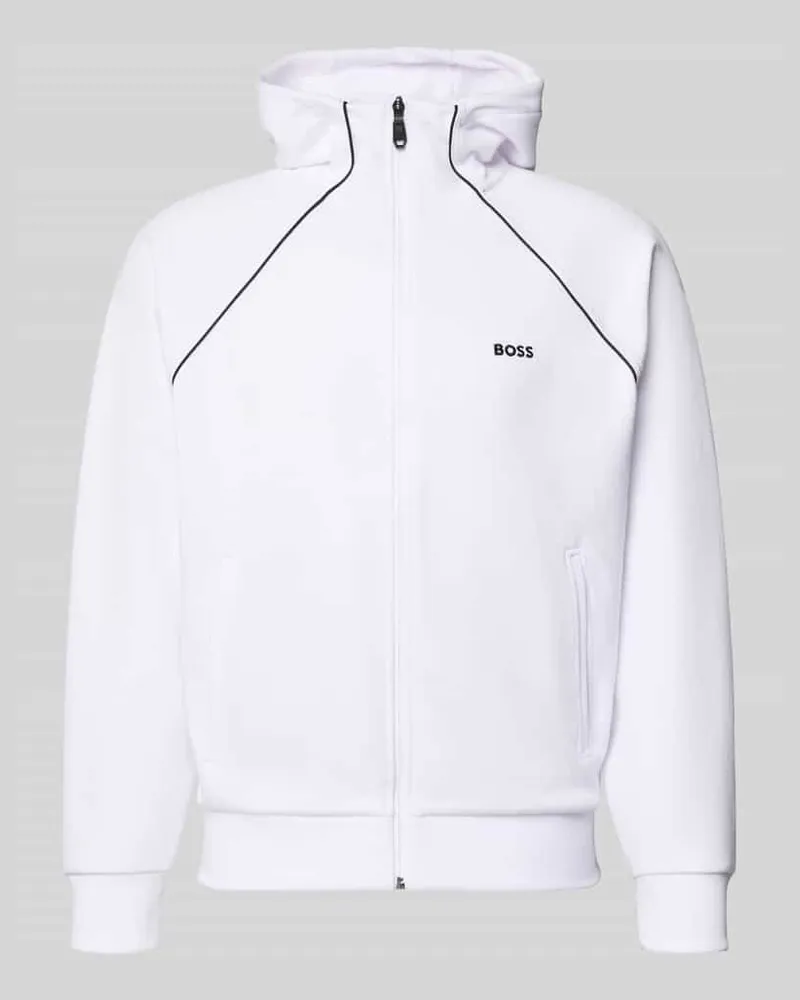 HUGO BOSS Regular Fit Sweatjacke aus Baumwoll-Mix Modell 'SAGGY Weiss