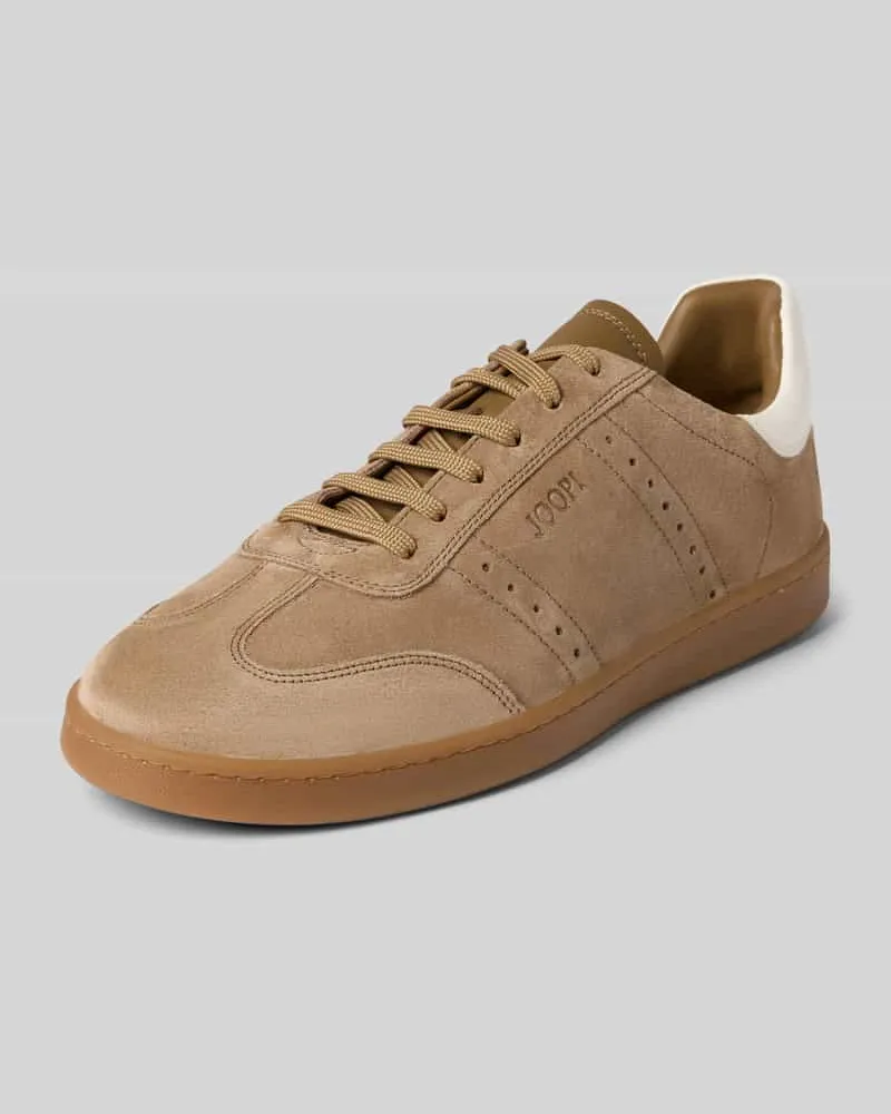 JOOP! Ledersneaker mit Label-Schriftzug Modell 'velluto misto ike Beige