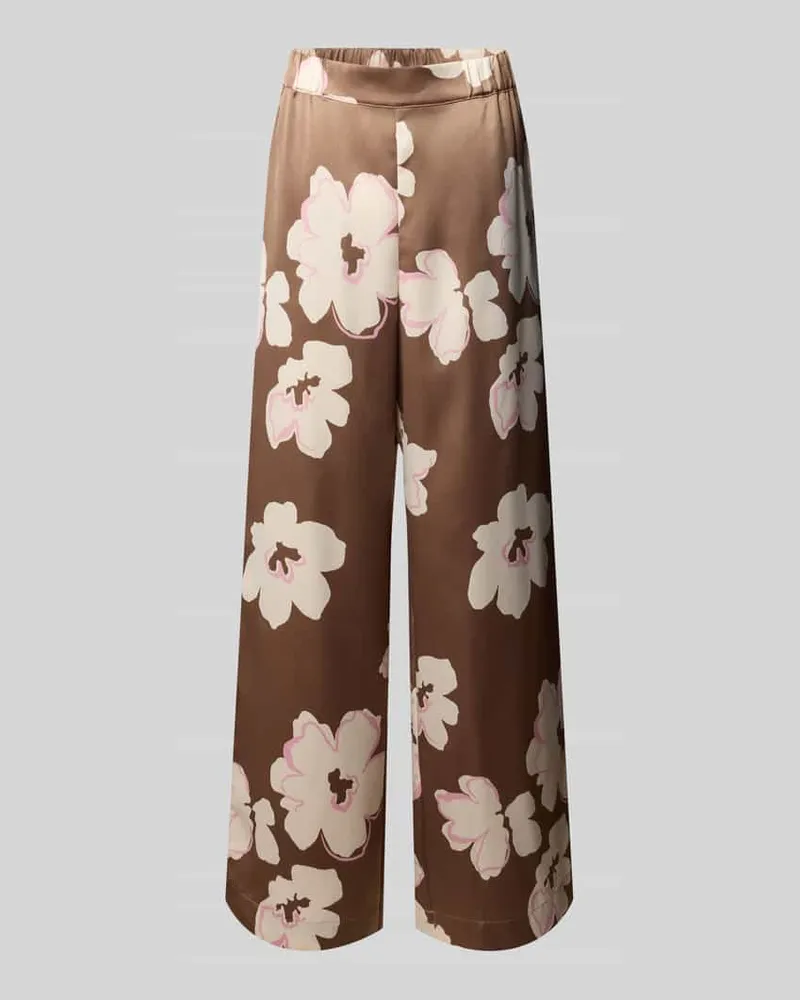 S.Oliver Loose Fit Satinhose mit Allover-Muster Mittelbraun
