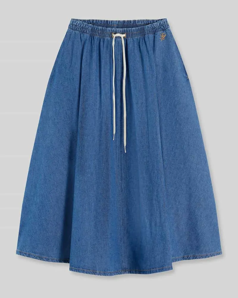 Tommy Hilfiger Ausgestellter Midi-Rock aus reiner Baumwolle Bleu