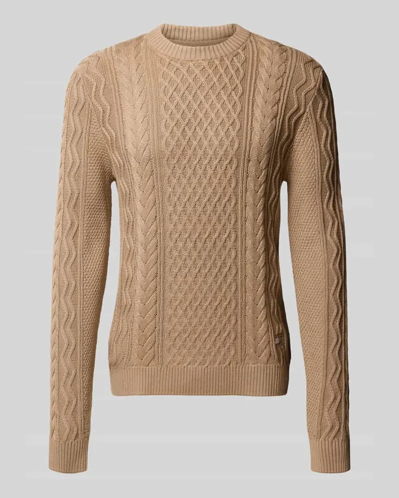 Tommy Hilfiger Regular Fit Strickpullover aus reiner Baumwolle Beige