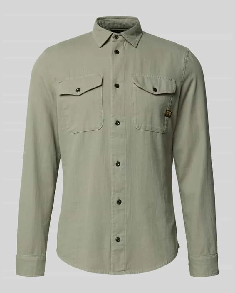G-STAR RAW Slim Fit Freizeithemd mit Label-Patch Modell 'Marine Lind