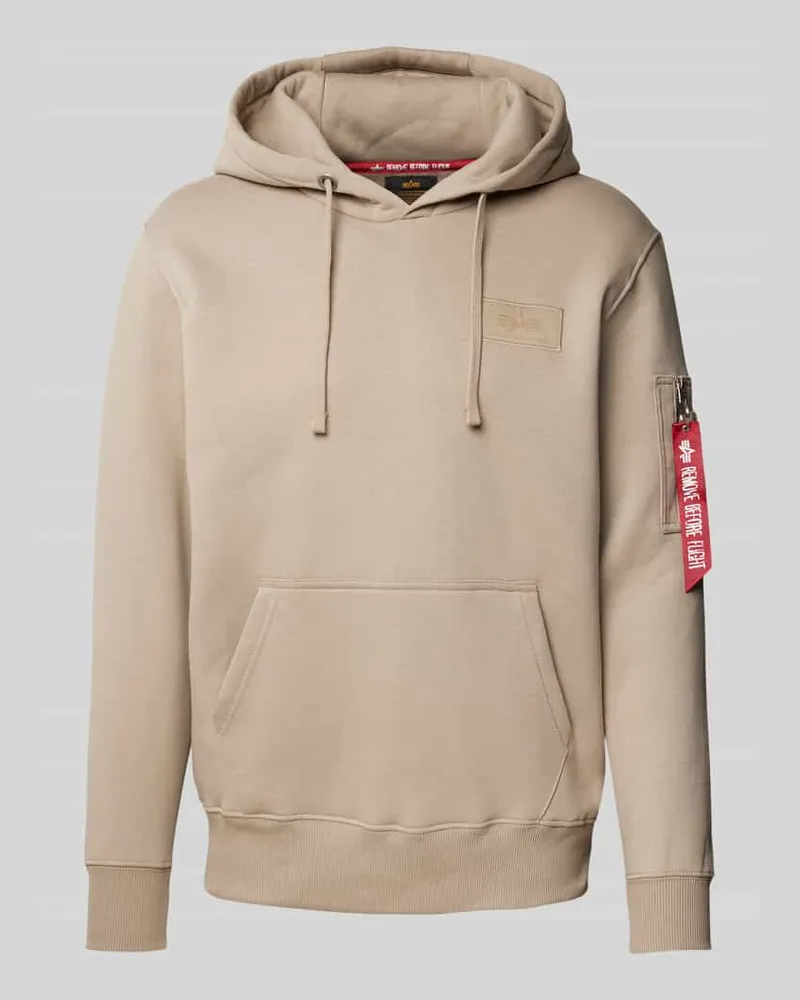 Alpha Industries Hoodie mit Label-Patch Sand