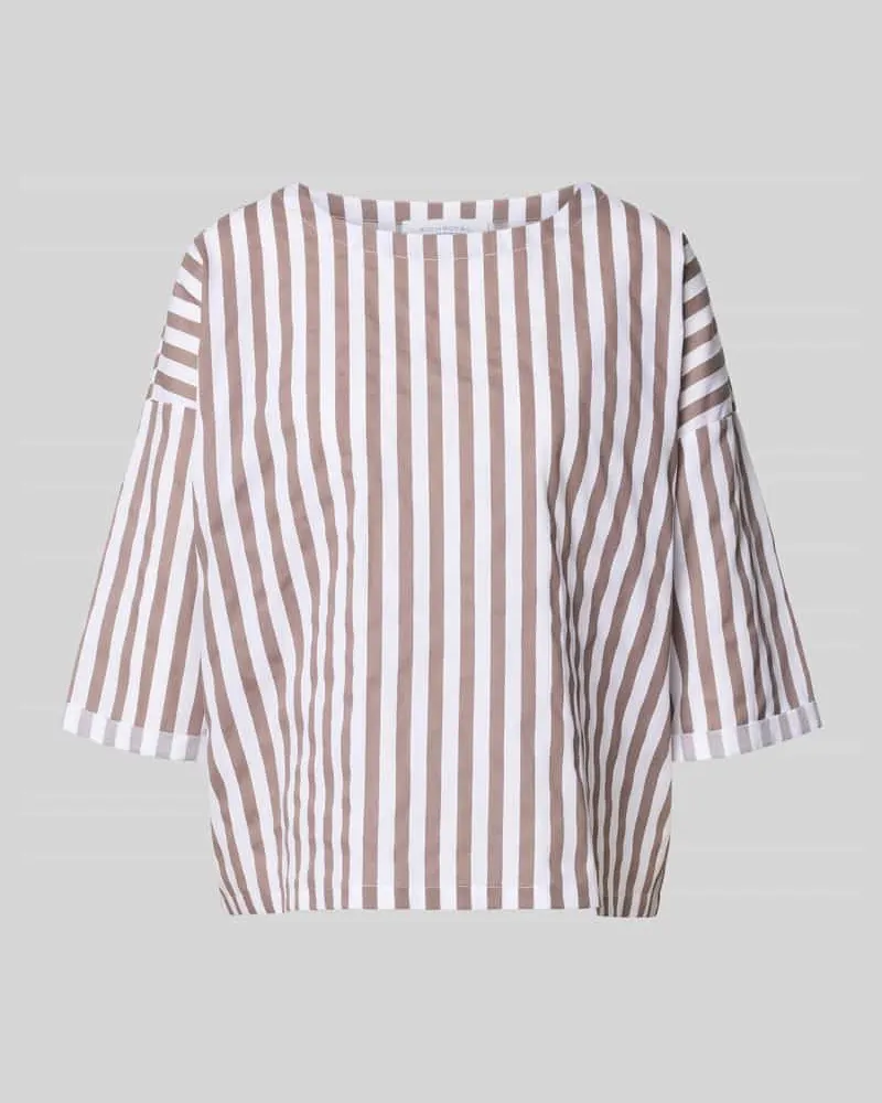 Rich&Royal Relaxed Fit Bluse mit U-Boot-Ausschnitt Cognac
