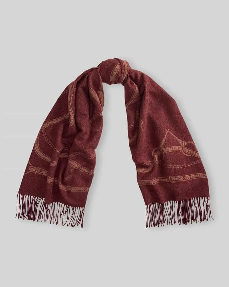 Ralph Lauren Schal mit Logo-Schriftzug aus Wollmix Bordeaux