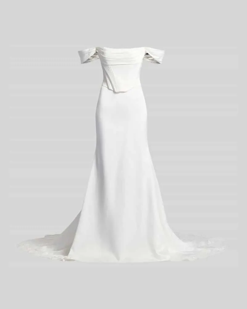 LUXUAR Brautkleid mit Karree-Ausschnitt Offwhite