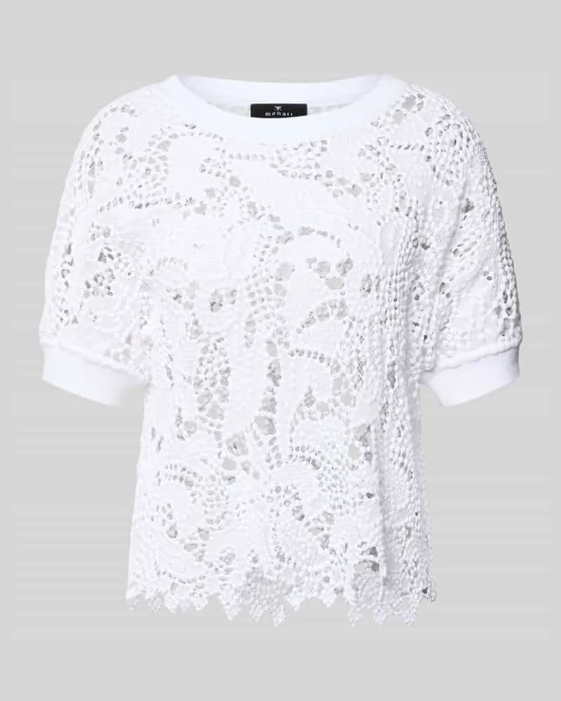 monari Strickshirt aus Spitze mit Rundhalsausschnitt Ecru