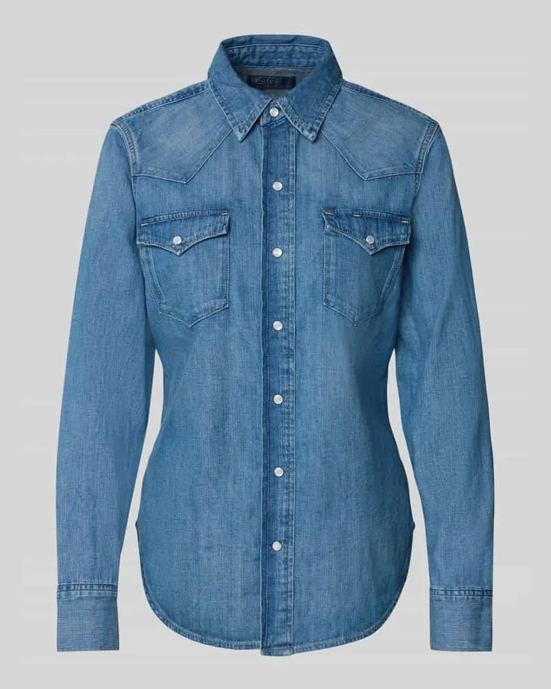 Ralph Lauren Regular Fit Jeanshemd mit Pattentaschen Jeansblau