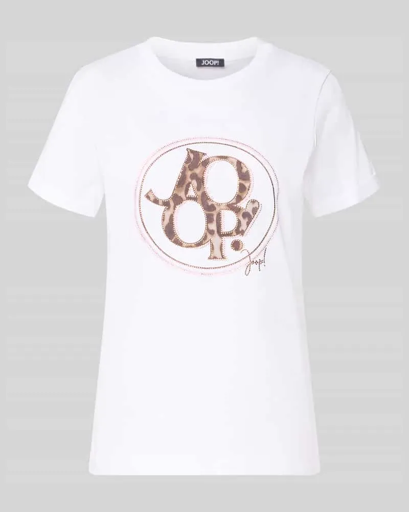 JOOP! T-Shirt mit Strasssteinbesatz Weiss