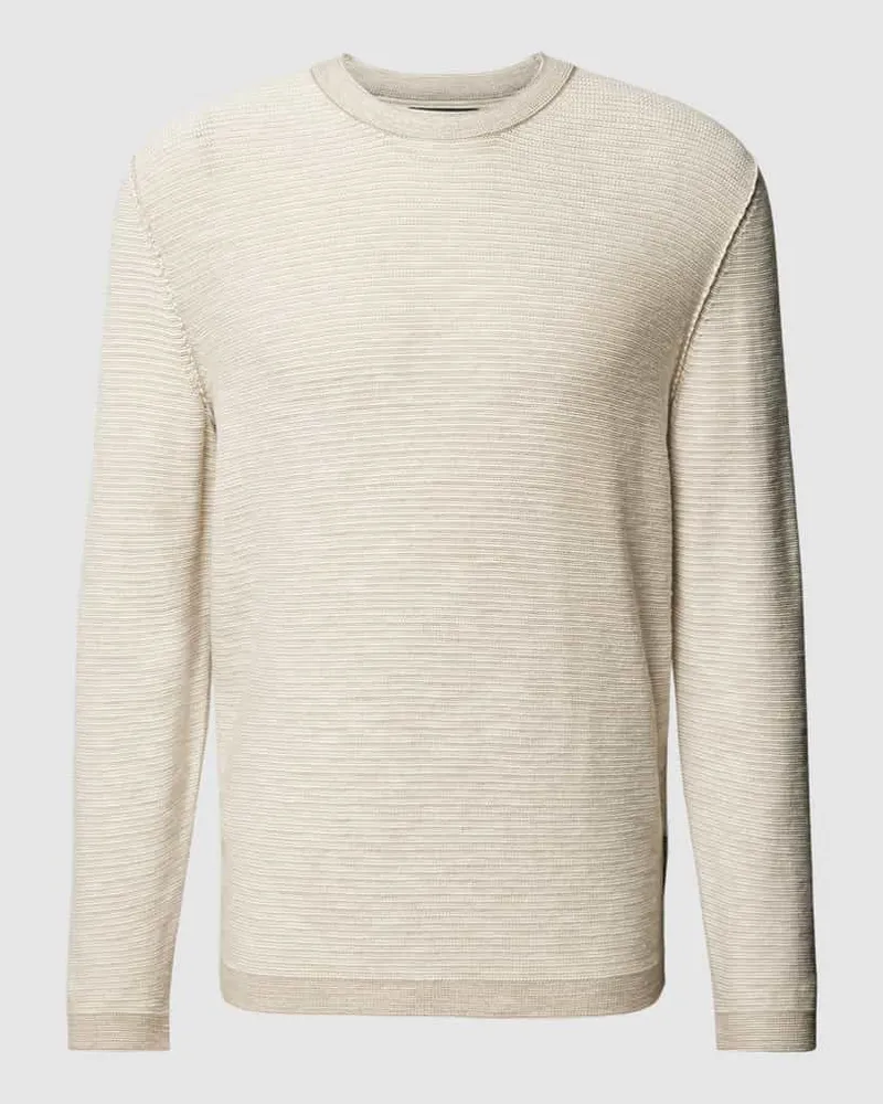 Marc O'Polo Regular Fit Strickpullover aus Baumwoll-Leinen-Mix Offwhite